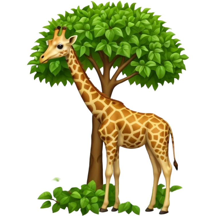 giraffe eating leaves from a tree emoji
