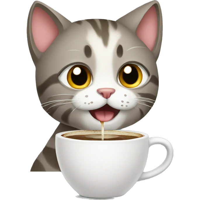 Cat drinking coffe emoji