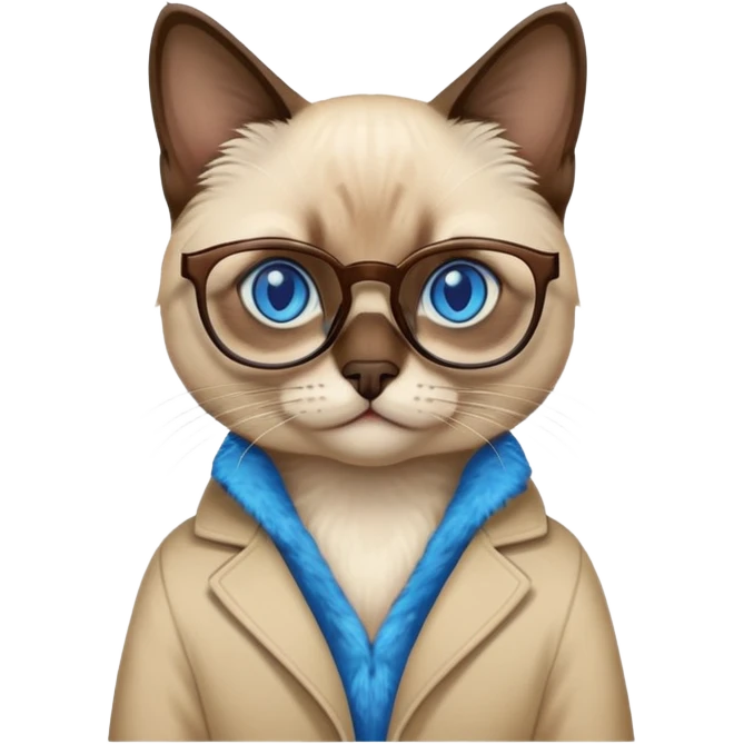 siam cat with glasses  emoji