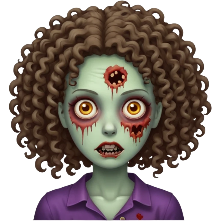 uma mulher zumbi de cabelo cacheado emoji