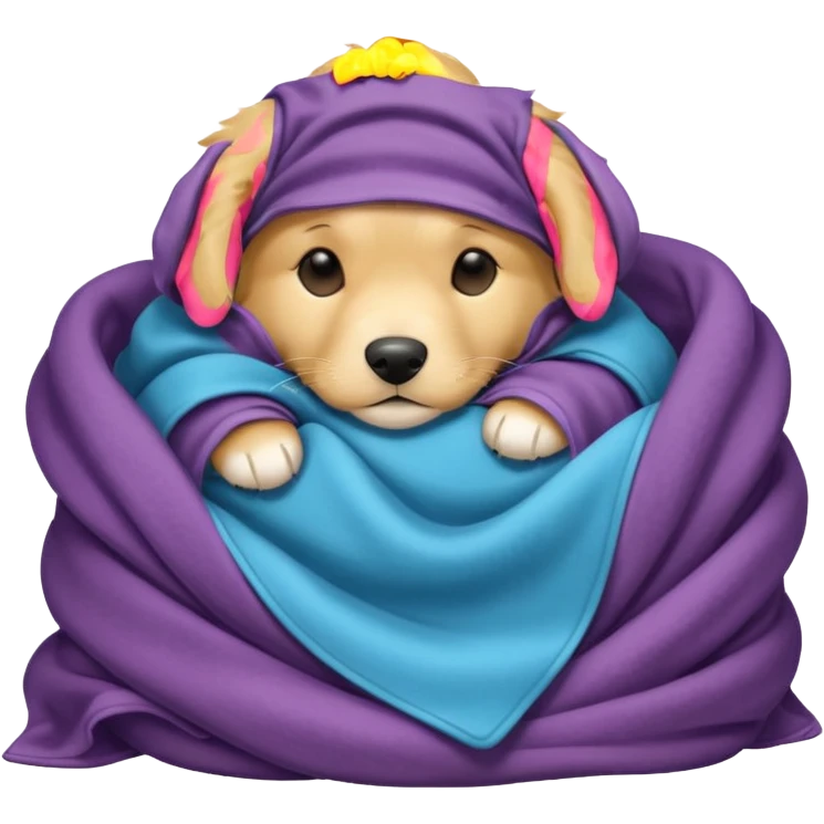 golden retriever puppy sleeping with a blanket emoji