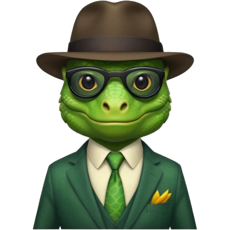 capitalist iguana banker godfather with black sunglasses emoji