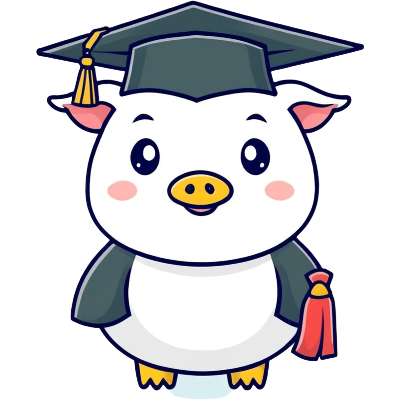 Hog wearing a graduation cap emoji