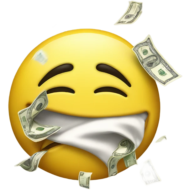 ￼￼yellow smile face that is sneezing coughing money emoji