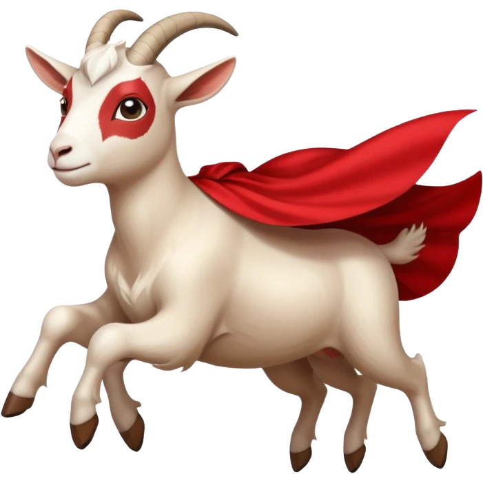 white female goat wearing a read cape like superman emoji