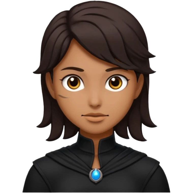 Shadow Moon (Male) from American Gods with tan skin, dark brown hair, black outfit emoji