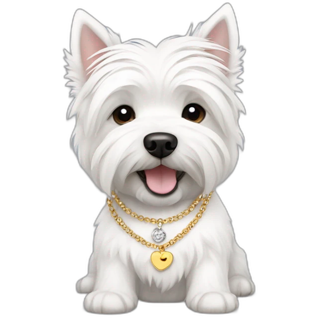 West Highland white terrier with necklace with text ubercute emoji