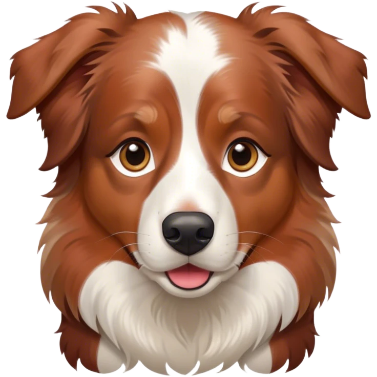 Red merle Australian Shepherd with fully brown face emoji