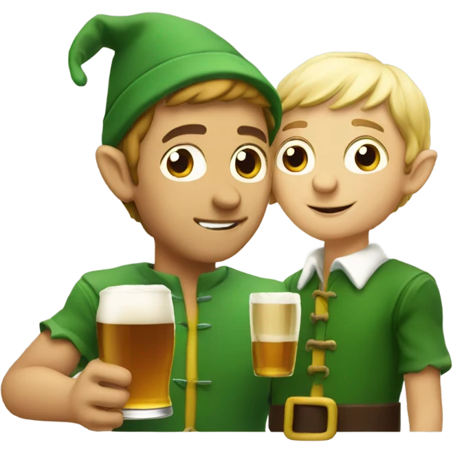 and elf drinking a beer emoji