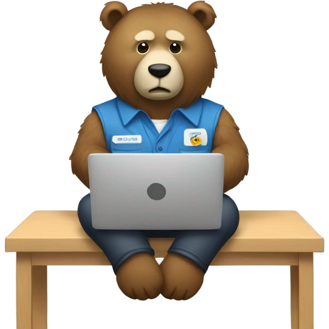 Un oso con camisa trabajando en su laptop emoji