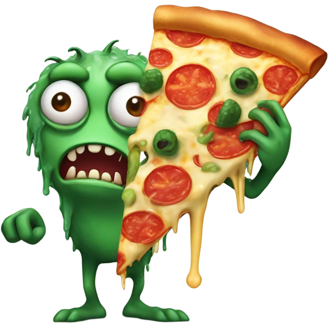 Green monster eating pizza emoji