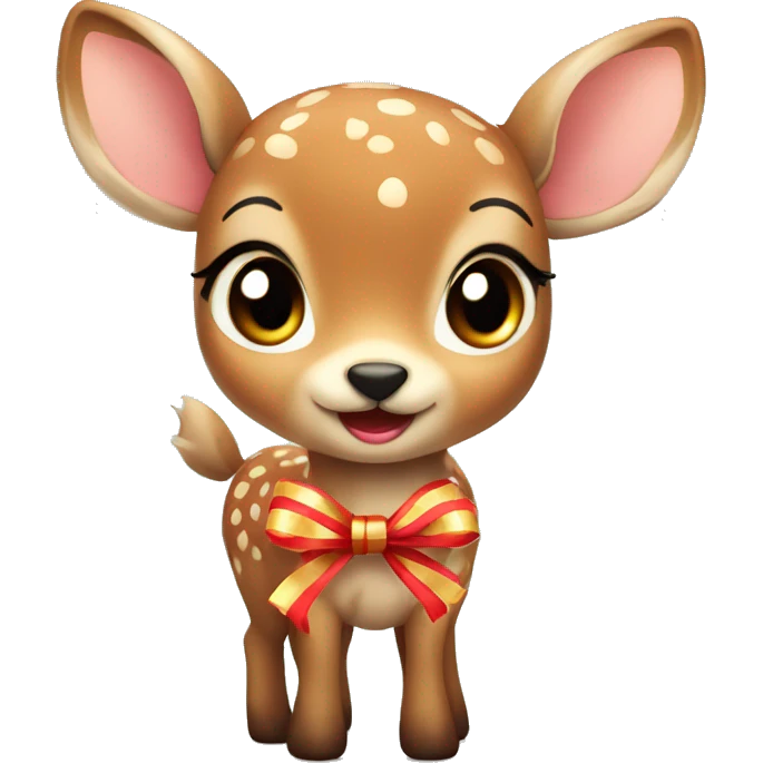 cute fawn with ribbon emoji