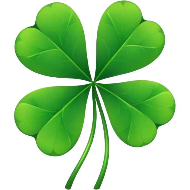 four leaf clover, symbol of luck, bright and vivid colors, simple style emoji