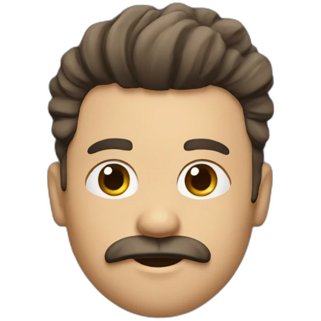 A xhite man with stick hair in the side and à little mustache emoji