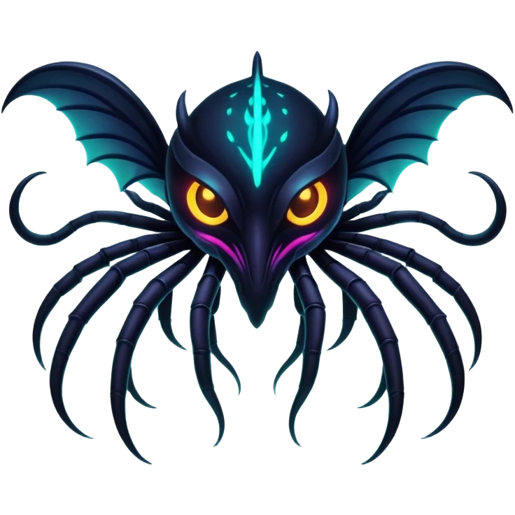 Black Dark Tropical Exotic Nocturnal Neon-glowing Abyssal Nightly Abyss-Fakémon-Creature emoji