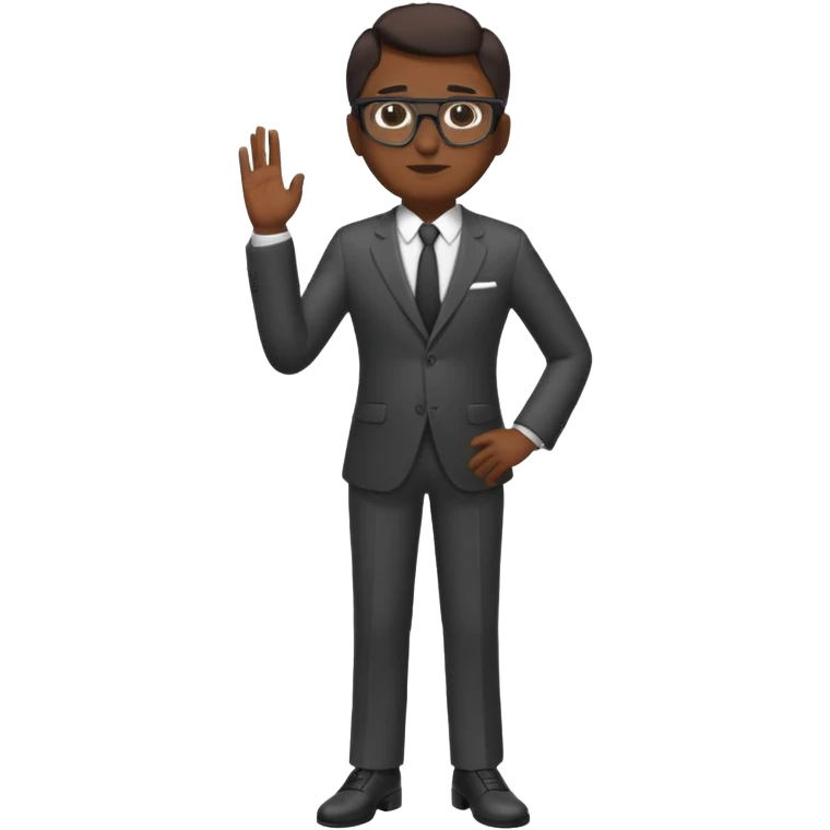 A dark-skinned man in a suit with glasses, full-length emoji