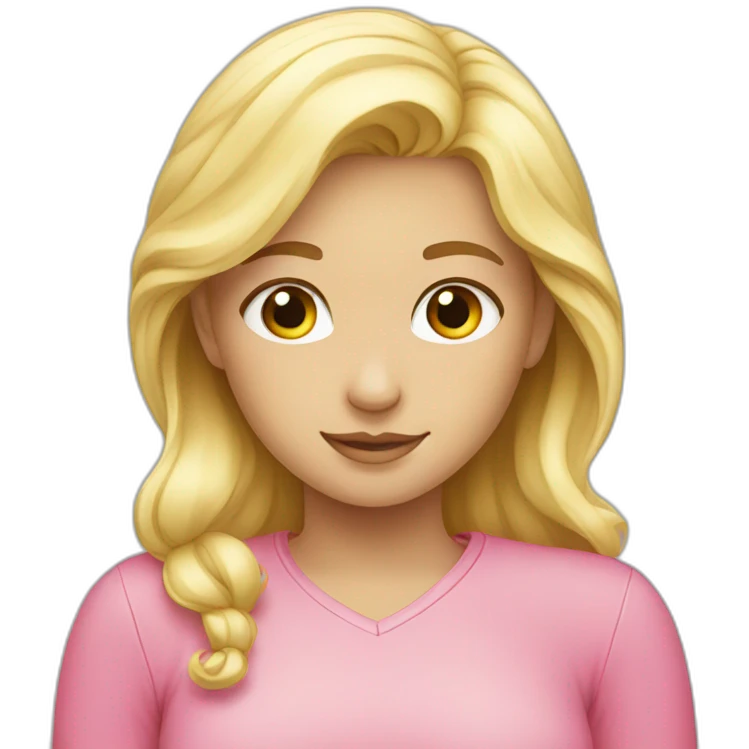Blonde Girls in pink hugging emoji