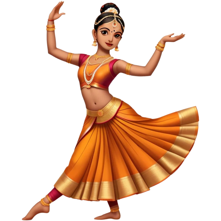 cinematic-realistic-bharatanatyam-dance-emoji,-depicted-as-an-elegant-classical-indian-dance-performance-with-graceful-poses,-intricate-costumes,-and-expressive-hand-gestures,-rendered-with-rich-textures-and-warm-dramatic-lighting, single dancer emoji