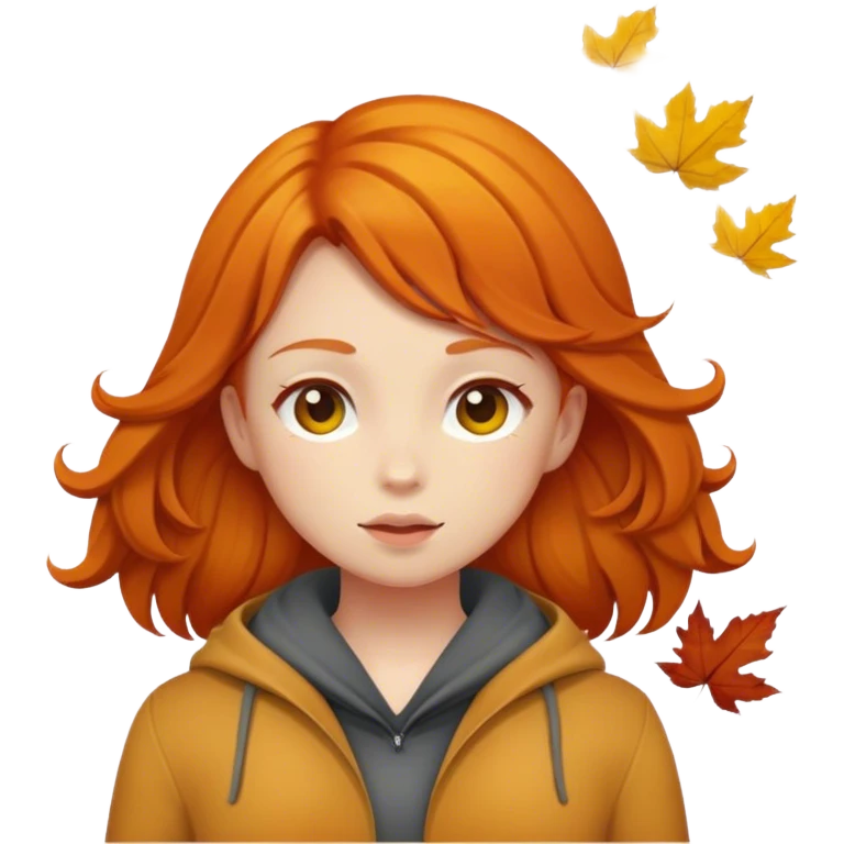 Ginger girl in fall emoji