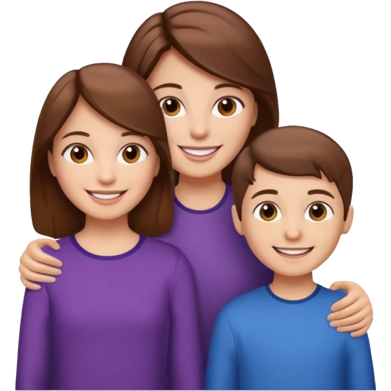 Woman with brown hair and boy and girl emoji