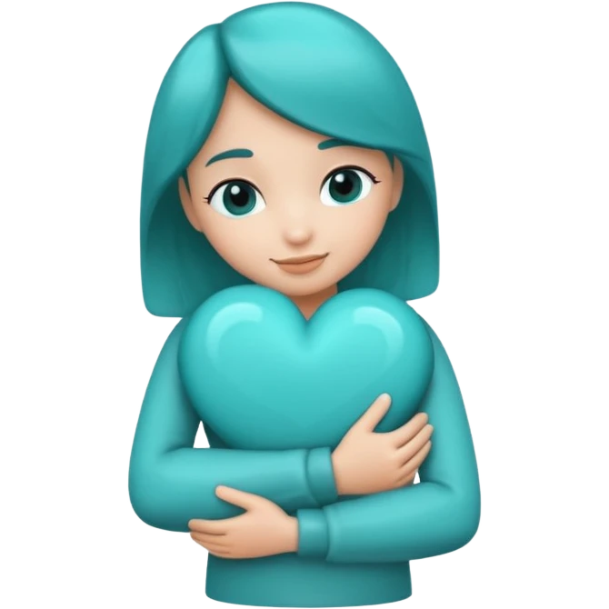 teal heart in an arm hug emoji