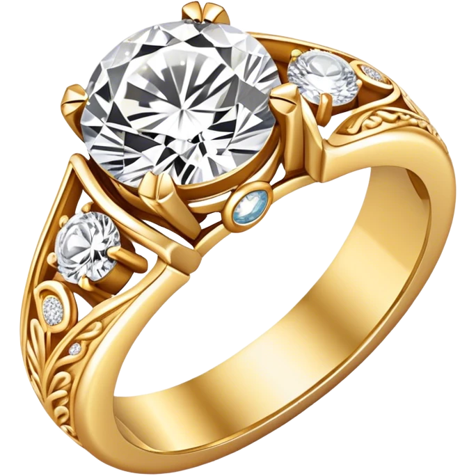 Create a bright and detailed icon representing jewelry art and the craft of making jewelry. The design should feature elements like a sparkling diamond, a gold ring, a jeweler’s tools (such as pliers and a workbench), and some delicate detailing that conveys craftsmanship and luxury. The icon should be clean, vibrant, and visually striking, with a balance of sophistication and creativity. emoji