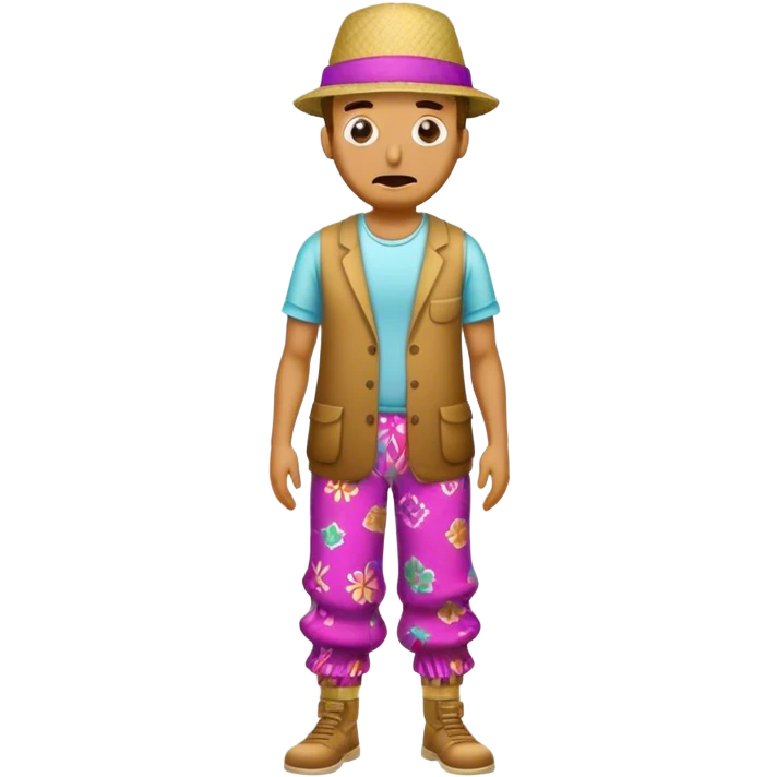 Man who turns to go and wears some sick ass hat but also has crazy pants on  emoji