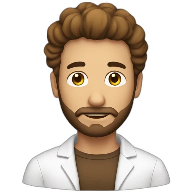hombre con barba larga blanca y pelo castaño emoji