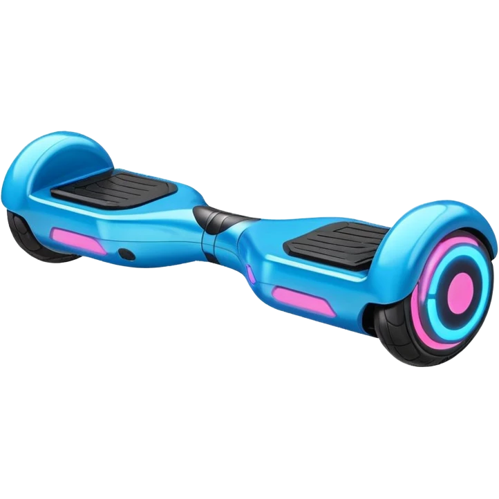 Flat futuristic emoji of a sleek hoverboard floating slightly above the ground, smooth neon edges, minimal shading, white background emoji