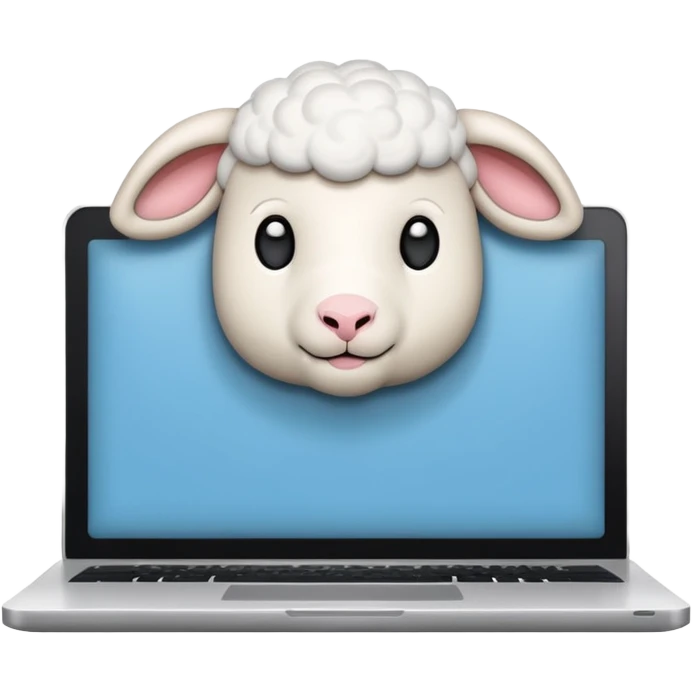 a closed laptop with a lamb logo emoji