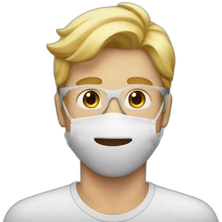 A guy with a blonde hair wearing a mask  emoji