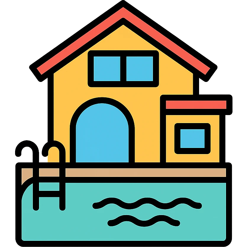 luxury home with indoor pool, color outline icon emoji