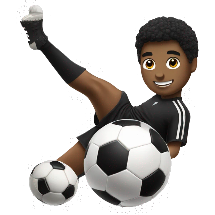 an oreo cookie kicking a soccer ball in a black uniform emoji
