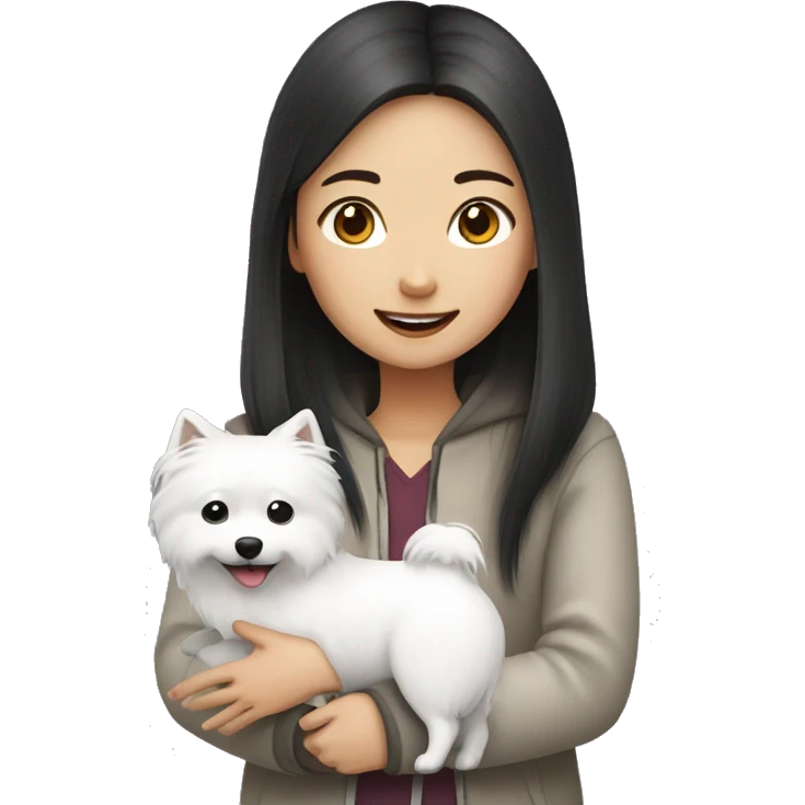 asian girl with Japanese spitz dog emoji