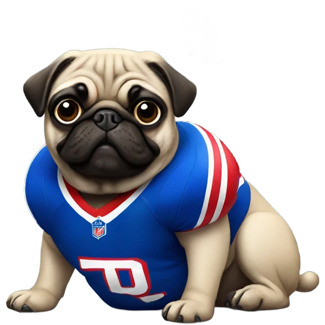 Pug wearing buffalo bills jersey full emoji
