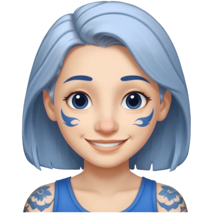 white-gray haired heavy blue tattooed big nose young girl emoji