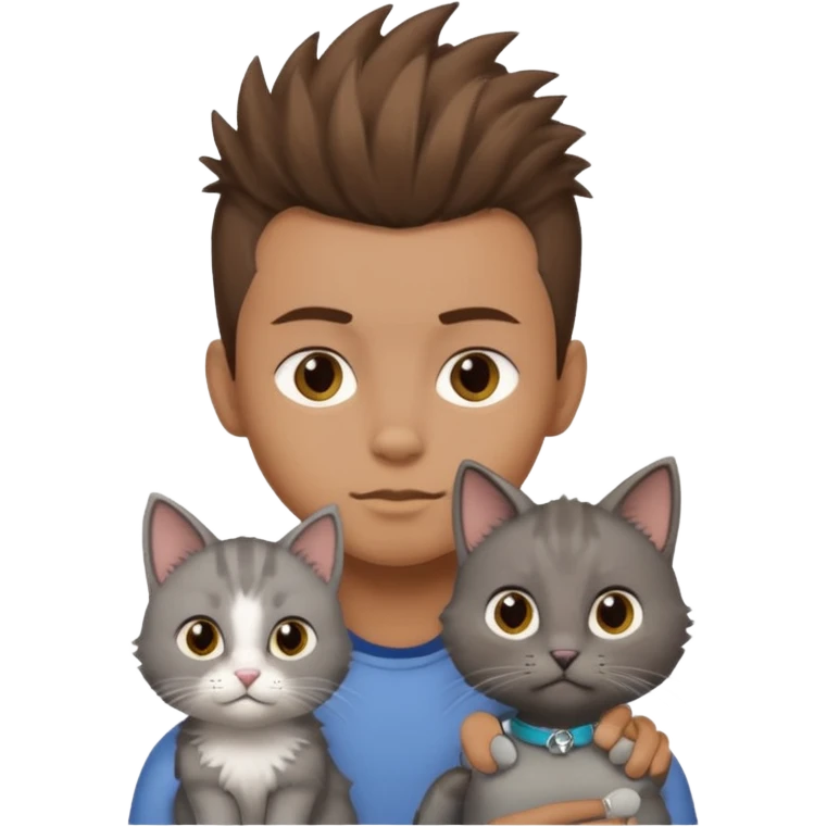 boy with brown hair and light brown skin tone and mohawk and a cat emoji