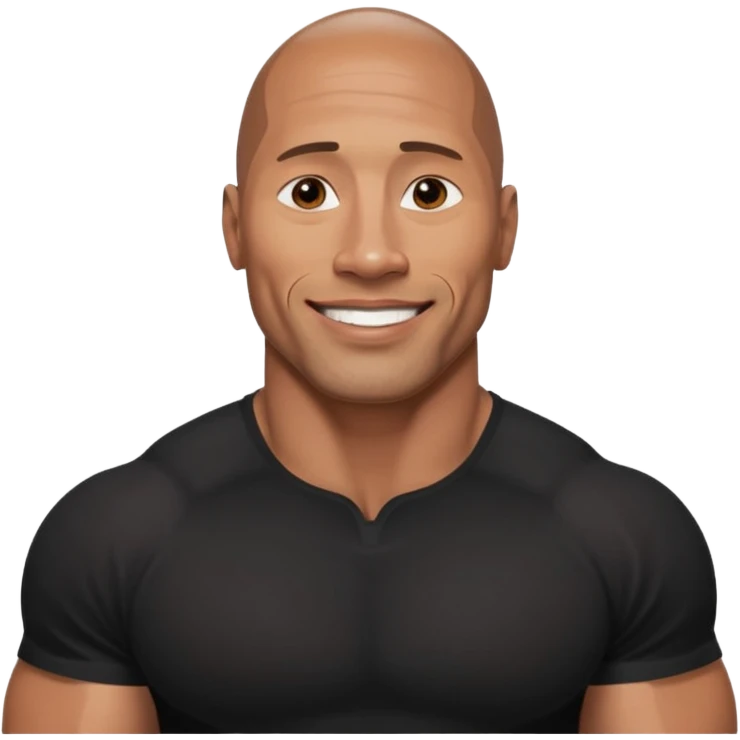 Draw Dwayne Johnson in a fitted shirt, muscular build & confident smile emoji