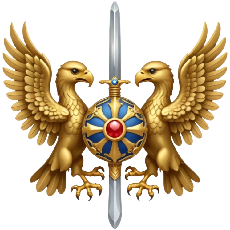 byzantine two headed eagle wings facing down left claw sword right claw orb emoji