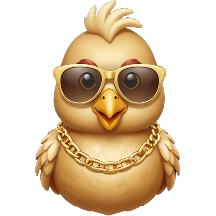 Chicken with gold chain and sunglasses  emoji