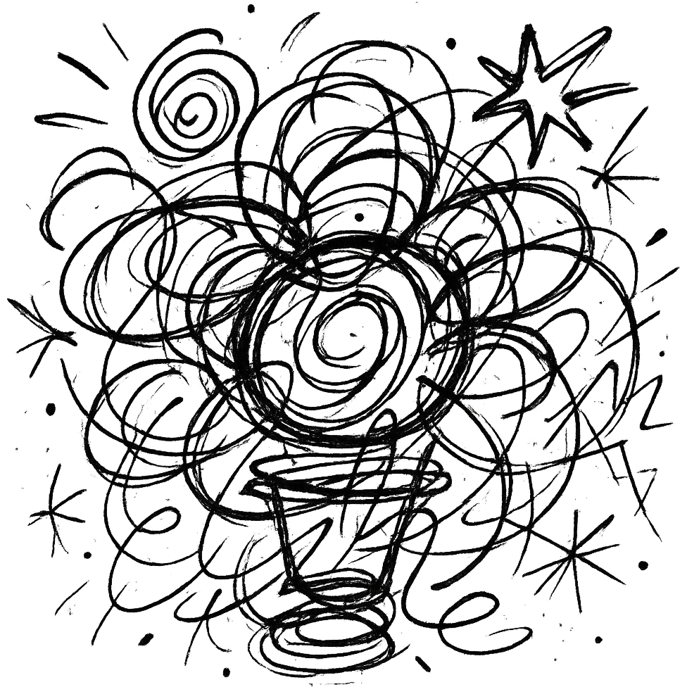 abstract chaotic outlined icon with swirling lines and random shapes emoji