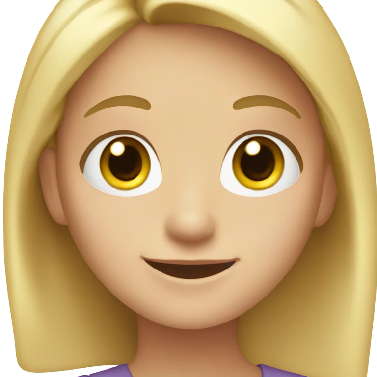 girl with blonde hair and hazel eyes waving emoji