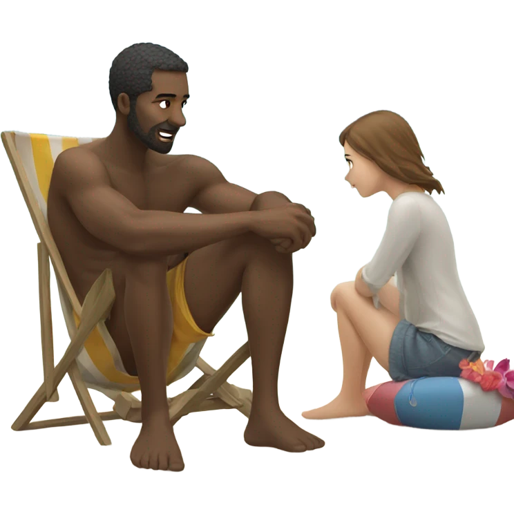 man on beach looking at girl  emoji