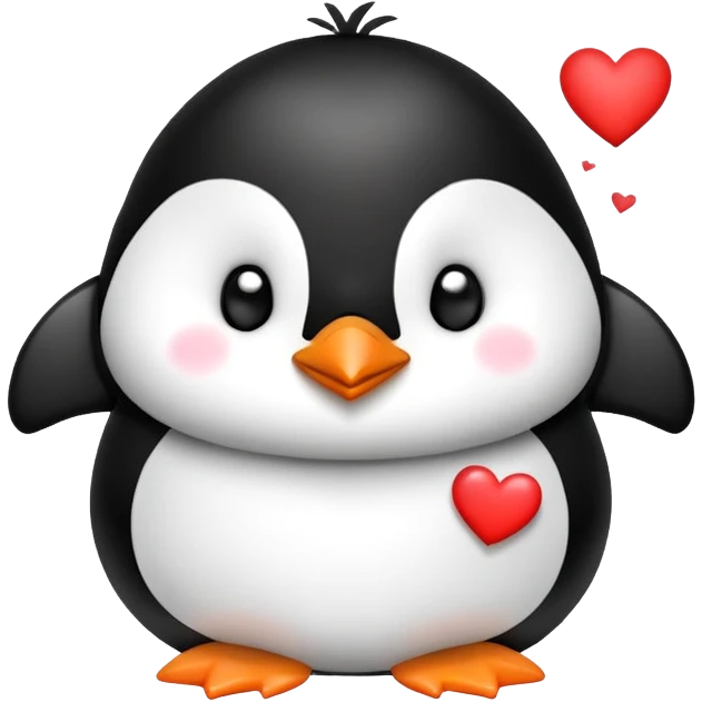 Penguin with hearts emoji