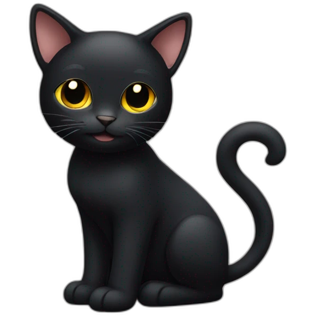 full black cat with big ears emoji