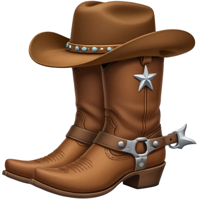 cowboy boot with spurs and a cowboy hat on top emoji