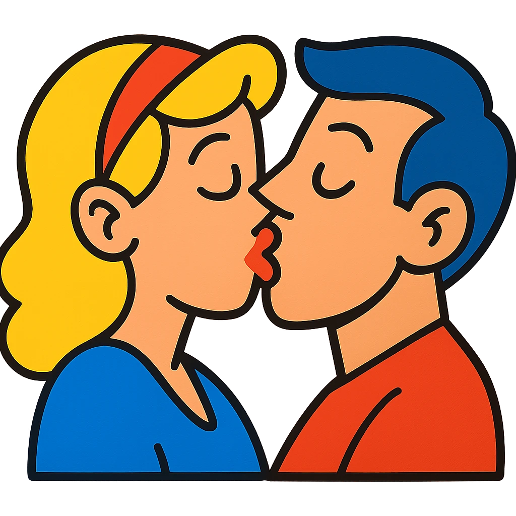 a kiss, vibrant cartoon style emoji
