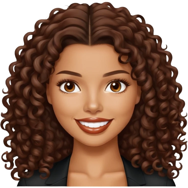 Adriana Lima with brown curly hair smiling  emoji