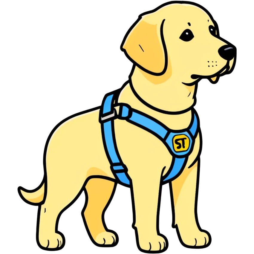 guide dog, withe a guide harness  emoji