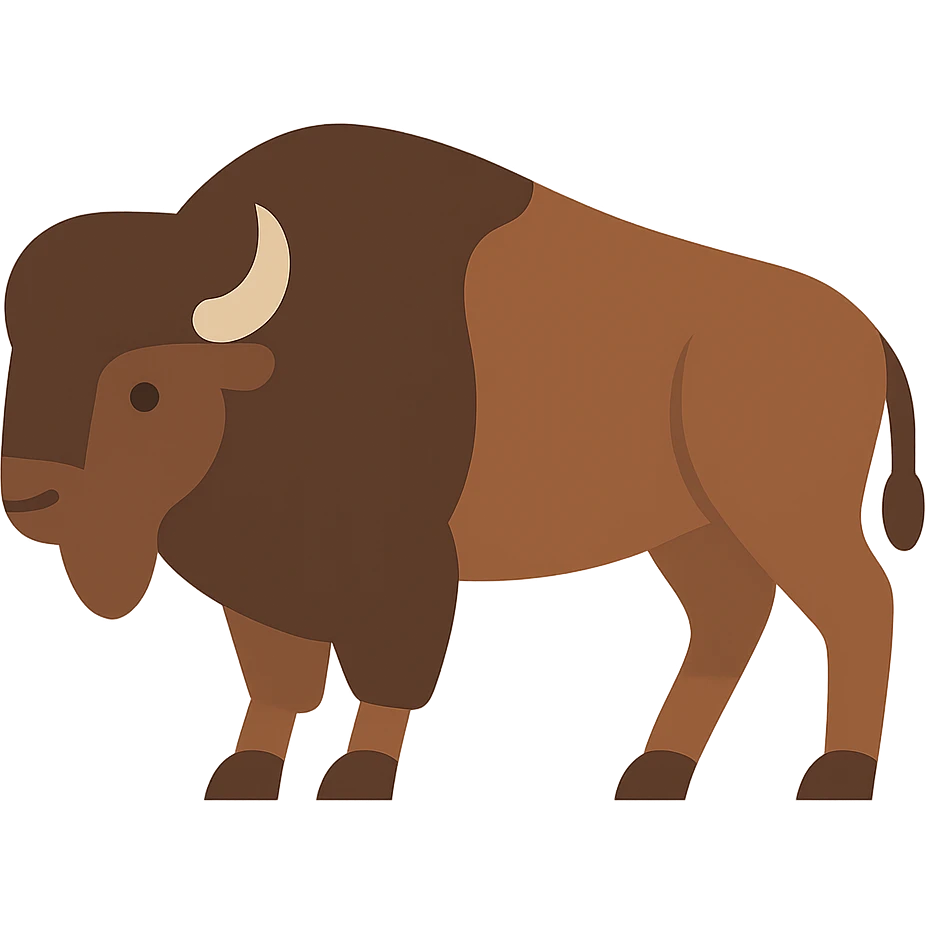 Flat design style bison emoji